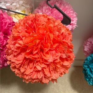 Hobby Lobby Orange Faux Flower Ball. Qty 1